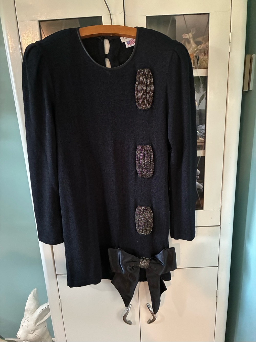 Anthony Sicari sz 6 Decorative Bow Tunic Sweater Dress Vintage euc